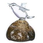 Стеклянная статуэтка "Птица на камне"