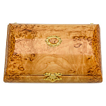 0078200 Нат.дерево ШКАТУЛКА  Ларчик КАРЕЛОЧКА, с позолоч накладкой, карел береза