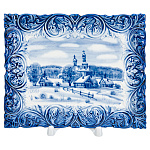  Гжель Тарелка сувенирная настенная ЗИМА 18*14 см