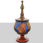 0019028  Хохолома  ОРЕШНИЦА с крышкой 