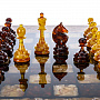 Шахматный ларец с инкрустацией и фигурами из янтаря 65х65 см, фотография 4. Интернет-магазин ЛАВКА ПОДАРКОВ