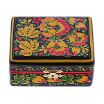 67872/9*7см Хохлома Шкатулка ЦВЕТЫ на черном Р26 Н 0183