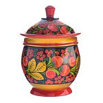 0064618/Ф Хохлома ПОСТАВОК С КРЫШКОЙ  выс.17см 