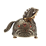 25419 Юв.Миниатюра Колокольчик"Конь-Огонь" 3,5*4*2см в ассортименте,.Бронза, Фианиты 