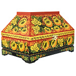 66892 Хохлома Шкатулка Ларец ЦВЕТЫ красн. фон Р8 23*15