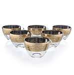   ГХСЗ GN1416\1349 Набор из 6 кружек с блюдцами "Полоса Версаль"