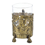 0013898 Подстаканник латунный "С легким паром!"(Русская баня)" литье, 