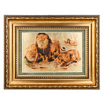 Картина на сусальном золоте "Прайд львов" 35х45 см