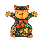 0068812 Хохлома Скульптура "КОТ РАДОСТНЫЙ"выс. ок 12см