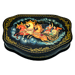 0076361/17*11см  Лаковая миниатюра Палех Шкатулка "Тройка" ИВАНОВА