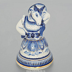 /зол Гжель Колокольчик "Коза-Кокетка" в золоте (СТС)