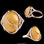 820255/5,46г  Серебро 925* КОЛЬЦО вст.Янтарь позолота