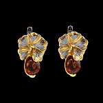 821980/8,61г  Серебро 925* СЕРЬГИ вст. Янтарь родий позолота