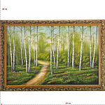 25362/1776 Нат.камень КАРТИНА "Березовая роща" 40-60см багет (1776)