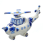 0040726/зол Гжель Чайник "Вертолет  грузовой"  в золоте 0459