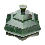 0040663 Нат.камень ШКАТУЛКА ШЕСТИГРАННАЯ нефрит