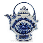 7482 Гжель Чайник "ЛЕТО. Русская церемония" 25*21см Авт. Исаев С.В.