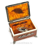 25346-без ложки Янтарь ШКАТУЛКА ДЛЯ ЧАЯ в ПУ Бронза 