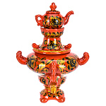 0070767  Хохлома Самовар "КУДРИНА"19см малый,красный