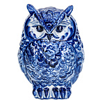 Гжель  СКУЛЬПТУРА "СОВА/ФИЛИН"  в коб18*12см