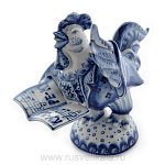 8298 Гжель Скульптура "Петух-певец" 17*20см Авт. Черновы Л.и В. 