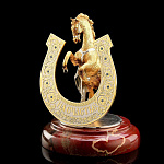 /ФПП Златоуст Сувенир Подкова НА СЧАСТЬЕ Яшма красная, фианиты , в П/У