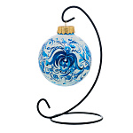 Елочный шар с ручной росписью "Гжель. Цветы"