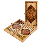 Нарды янтарные "Герб РФ" 46х23 см