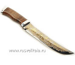 10528/№1 Златоуст Оружие сувенирное НОЖ "Клык" (кожа) алюм., зол.