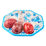 Тарелка-пасхальница с ручной росписью "Кролик" на 8 яиц