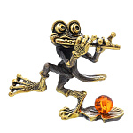 0045950/1771.1 Сувенир Лягушка с дудочкой б/п Сувенир (коньячный)