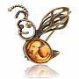 Брошь с янтарем "Пчелка", фотография 1. Интернет-магазин ЛАВКА ПОДАРКОВ