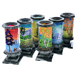 0050826/7991 Нат.камень Ваза "Времена года/Лето" малая Змеевик 75*75*190мм 790гр