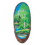 0066004/2221 Нат.камень ПАННО ОВАЛЬНОЕ на срезе дерева 45*50см 