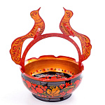 4309/27*29*21  Хохлома Конфетница  "ПТИЦЫ" 29*27*21