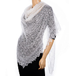 0059522 Пуховый платок ручной вязки оригинальный 160*160см  "ПАУТИНКА" белый