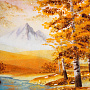 Картина янтарная "Осень в горах" 60х80 см, фотография 1. Интернет-магазин ЛАВКА ПОДАРКОВ