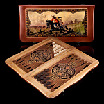  -55*27*7см  НАРДЫ резные с рисунком ГУСАРСКИЕ rez-097