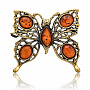 Брошь с янтарем "Бабочка Фея", фотография 2. Интернет-магазин ЛАВКА ПОДАРКОВ