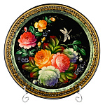 Поднос с авторской росписью "Цветы" 34х34 см