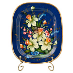 Поднос с авторской росписью "Цветы" 24х20 см