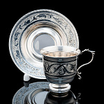 0055801 Серебро 875* ЧАЙНАЯ ПАРА  гравировка, чернение серебра 149,2гр 149,2