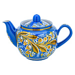 0090328  ХОХЛОМА чайник "ЛАНДЫШ"синий фон  (форма 9) 0,5л