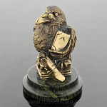 0017732 Бронза СКУЛЬПТУРА "Ворон-ученый" на подставке 