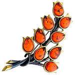 0045206/2119.4 Брошь Ландыши большие (коньячный)