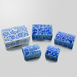 9*9см Хохлома Шкатулка-сундучок"Зимние цветы"в ассортименте  Р1