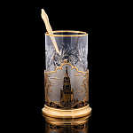 0064615/7922 Златоуст Подстаканник "Спасская башня"+ложка , в П/У SUV 7922