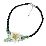 Бисер КОЛЬЕ  "РОМАШКА" марказит шпинель
