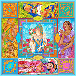 500037 Сувенирный платок "Брикс", 90*90. 100% шёлк МД Нины Ручкиной