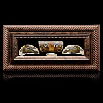 0059012/1209 Сувенир из кости ПАННО "ТИГРЫ" 19*24см